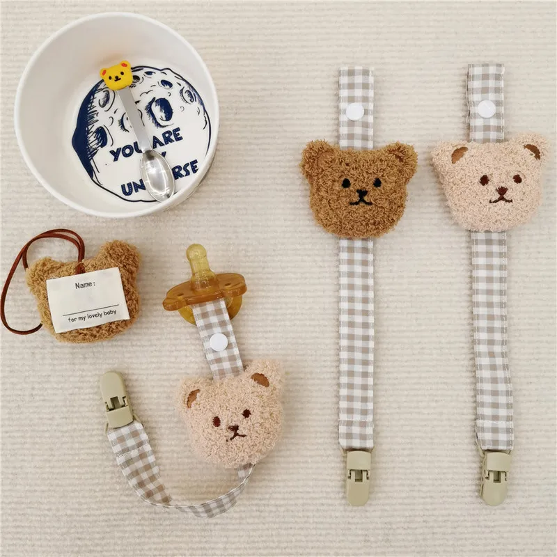 New Fabric Bear Pacifier Anti-lose Chain Cotton Portable Teether Anti-lose Chain Pacifier Rope Baby Holiday Gift