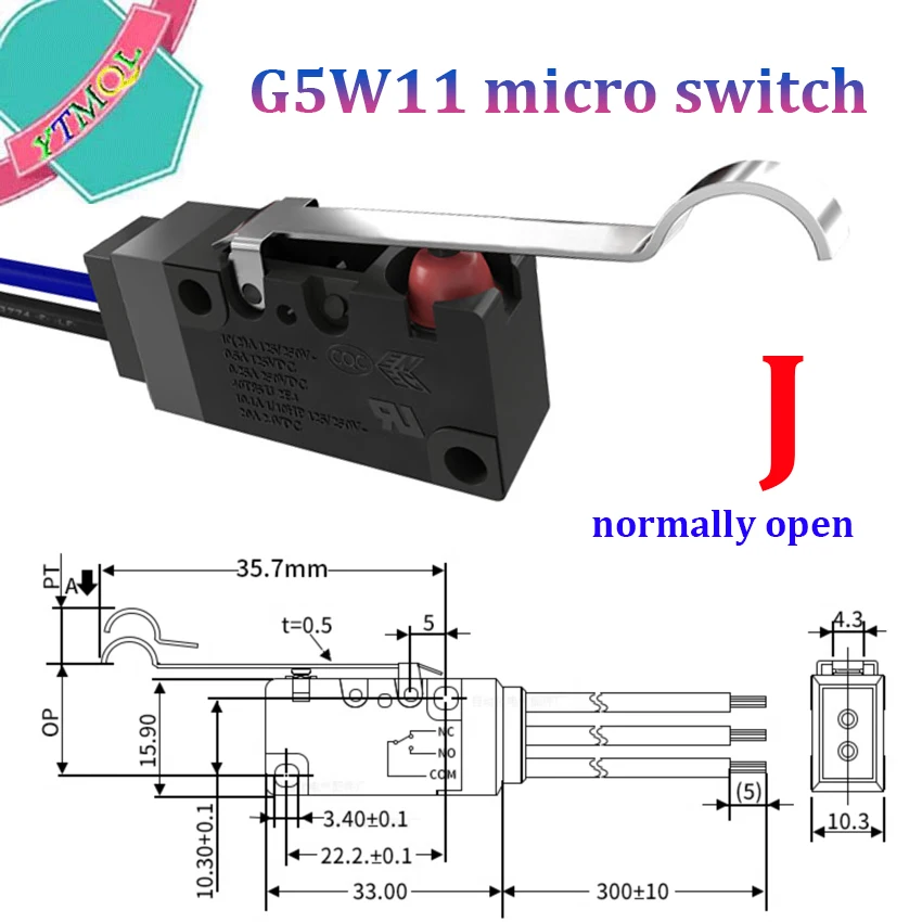 1Pcs Waterproof micro switch G5W11 high travel limit detection switch, charging gun long button