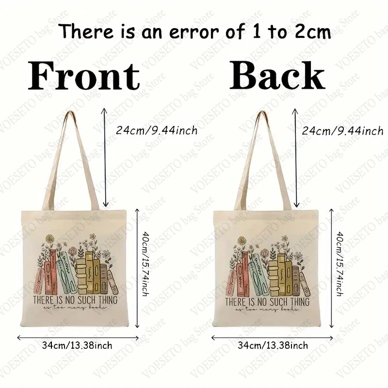 There Is No Such Thing As Too Many Books Pattern Canvas Tote Bag Best Gift for Who Love Reading Bags Bookish Women Shopping Bag