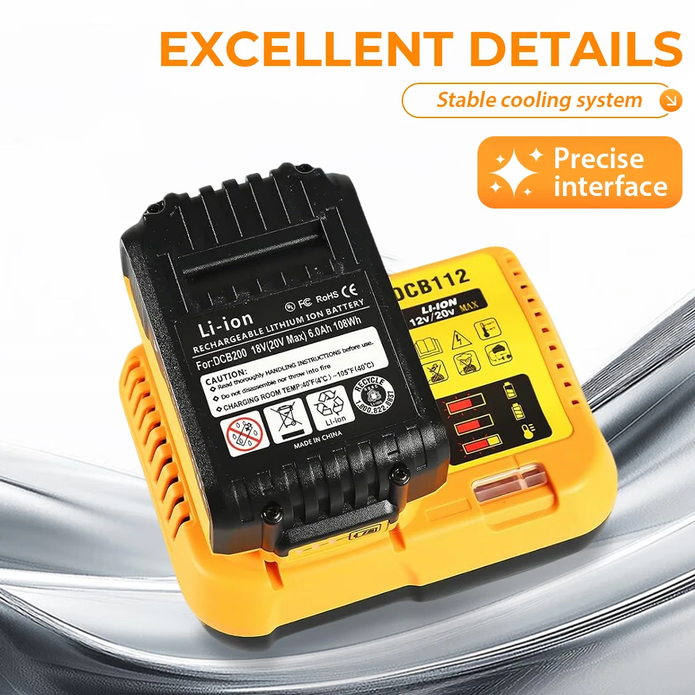 

DCB112 Зарядное устройство для литиевой батареи 2А для Dewalt 10,8 В 12 В 14,4 В 18 В 20 В DCB206 DCB205 DCB204 DCB203 DCB120, DCB107 DCB115 DCB105