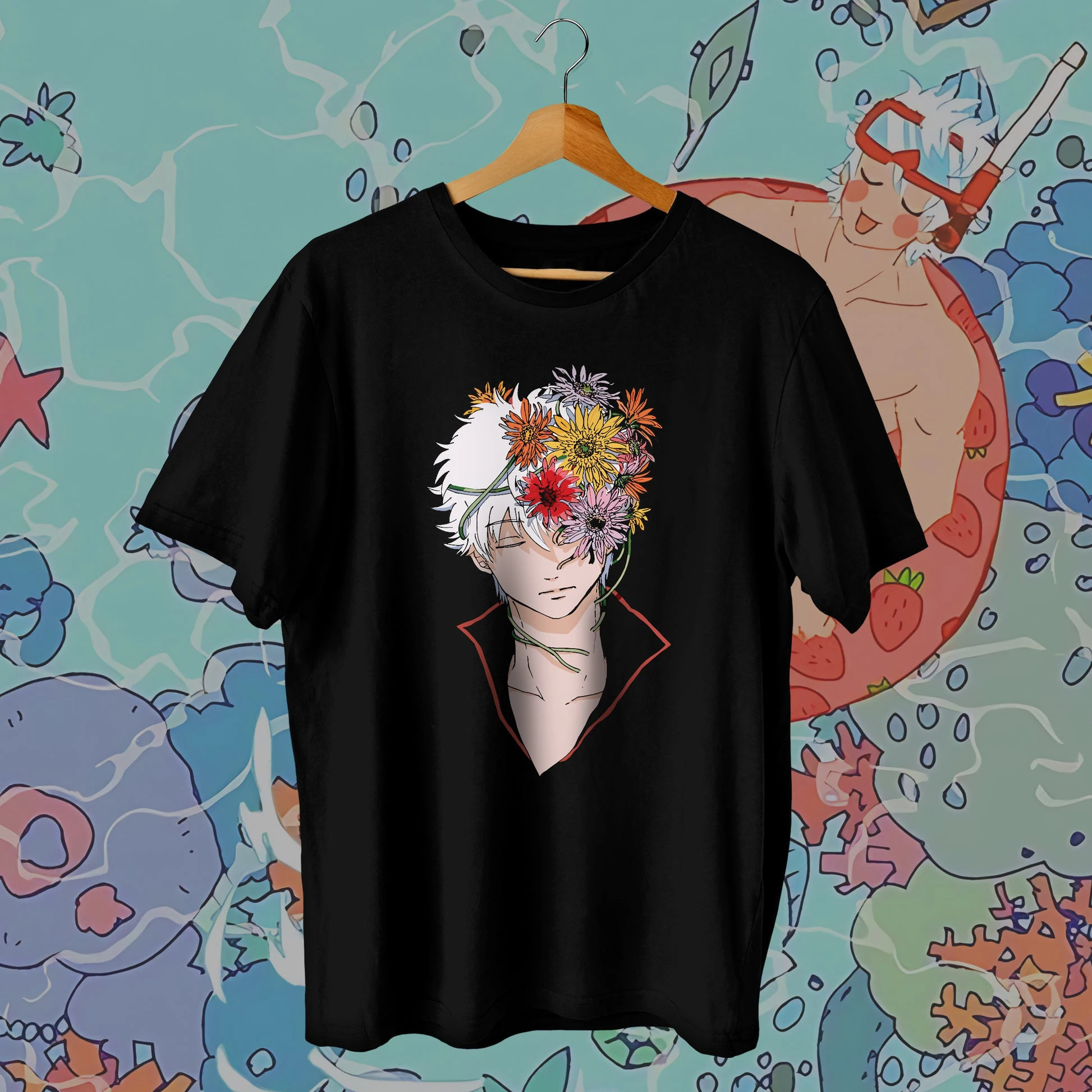 Gintama X Hells Paradise Anime Oversized T-shirt Men Women Streetwear Short Sleeve Streetwear Harajuku Y2k Female Male Clothing