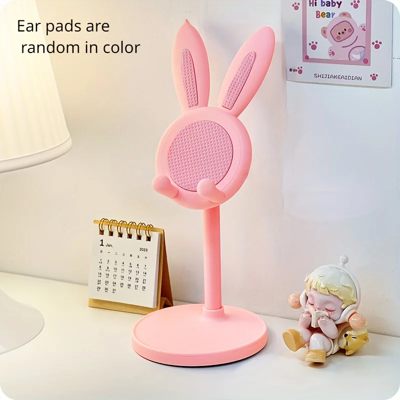 Pink Cartoon Rabbit Desktop Phone Bracket Tablet Computer Holder Adjustable Telescopic Lift Student Lazy Person Stand For iPhone