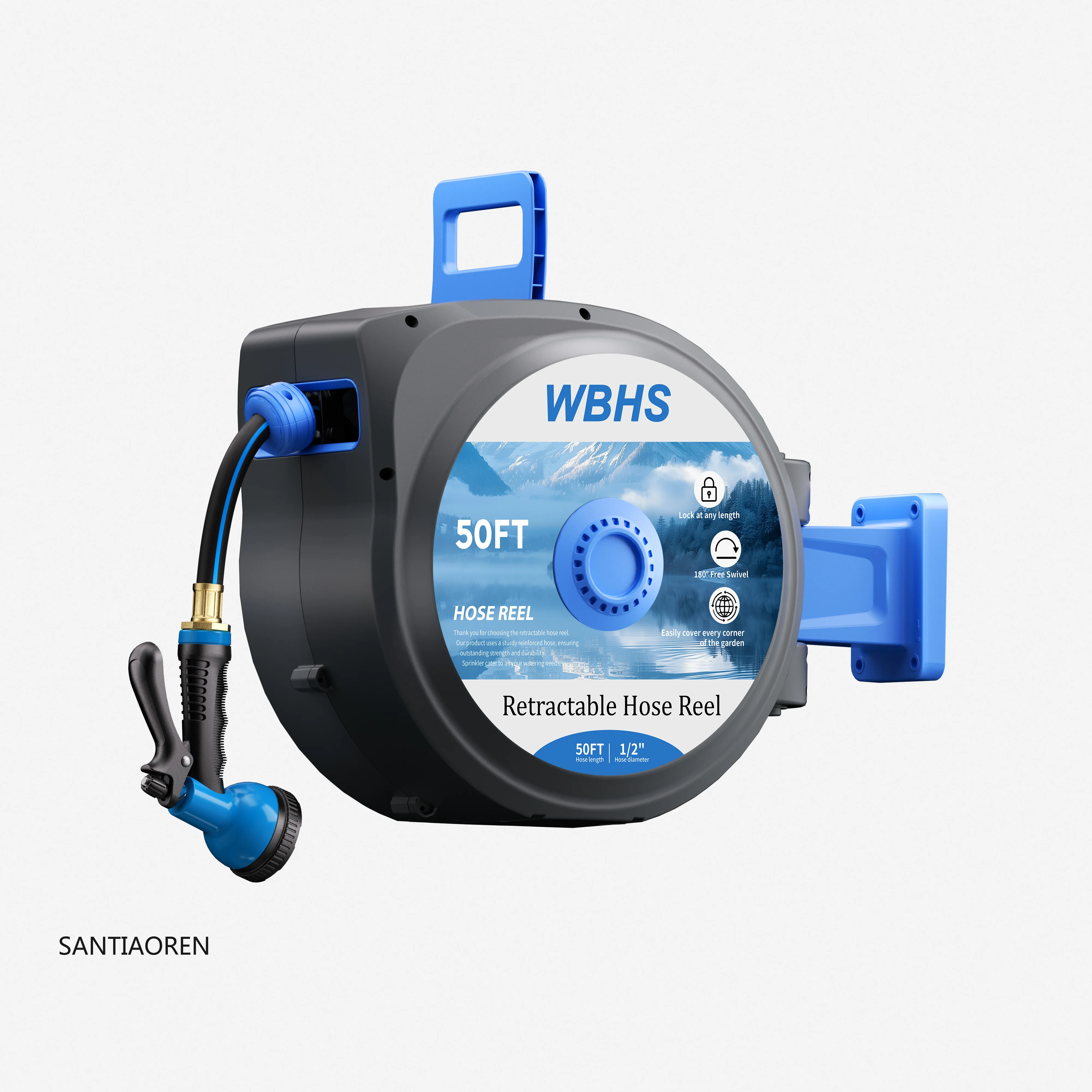 

2025New Design Retractable Garden Hose Reel 100 Ft High Quality High Pressure Washer Retractable Garden Water Hose Reel