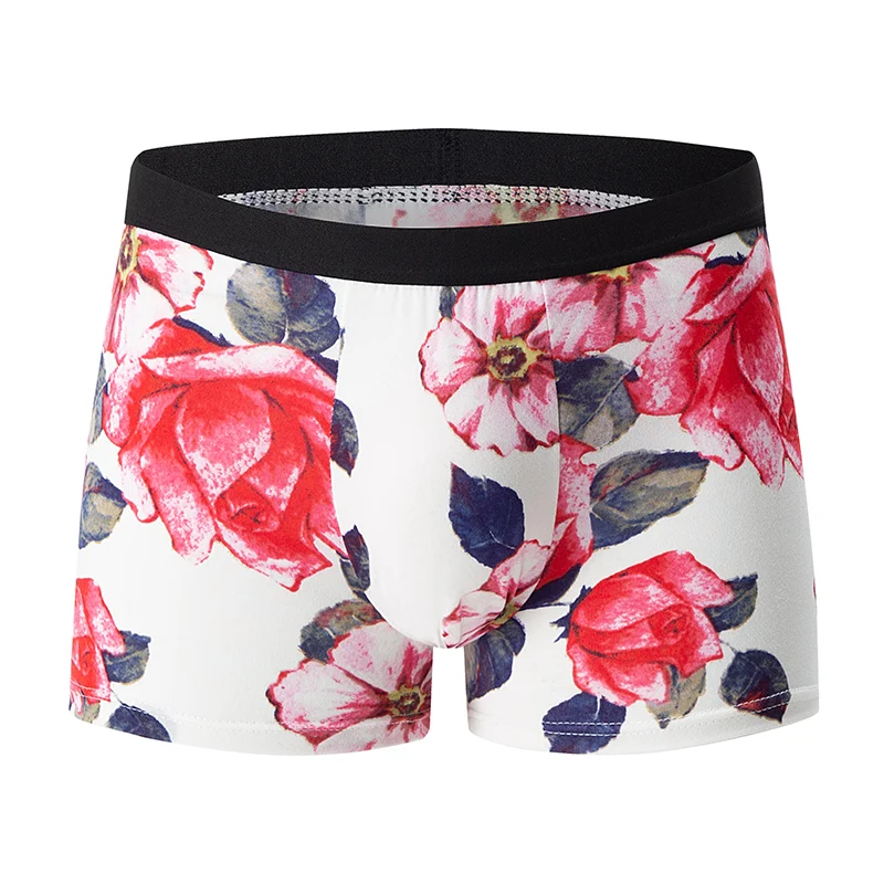 4-قطعة مجموعة من الرجال مابل ليف زهرة ملابس داخلية مطبوعة للشباب عصرية ومريحة حجم كبير السراويل الملاكم العصرية #2