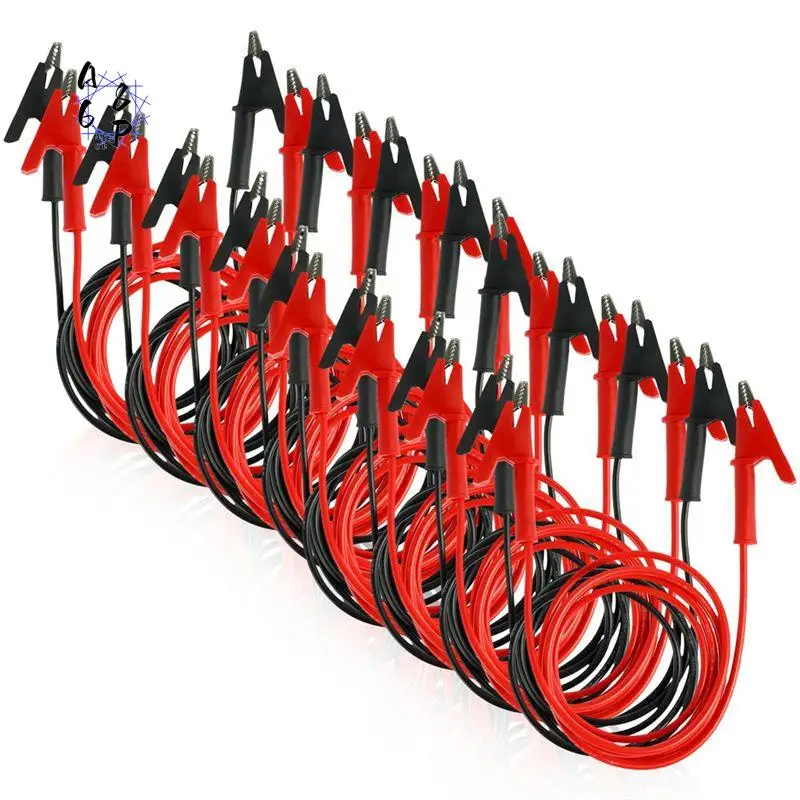 A68P-16Pcs Alligator Clips Electrical With Wires, 14 Gauge 2 Colors Jumper Test Leads Set, 1M/3.3FT Electrical Testing Cables
