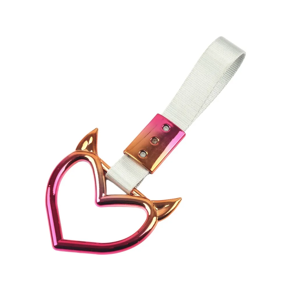 Colorful Devil Heart Car Handle Belt Heart Shape Novelty Car Styling Accessory Durable Rear Bumper Warning Ring Car Decoration