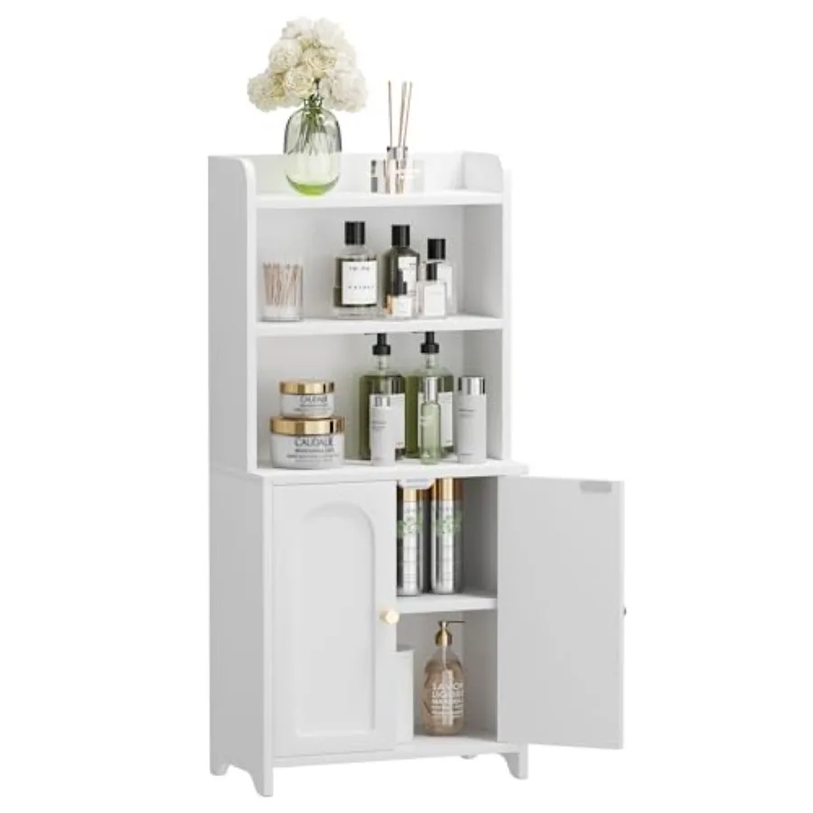 

Bathroom Cabinet with 2 Doors Small Freestanding Storage Cabinet with Adjustable Shelf Slim Bathroom Organizers Floor Cabinet f