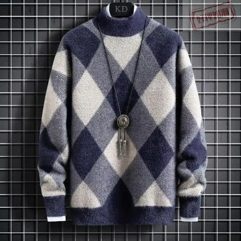 

Winter Sweater for Male Middle School Students with Thickened Round Neck for Casual Slim Fit