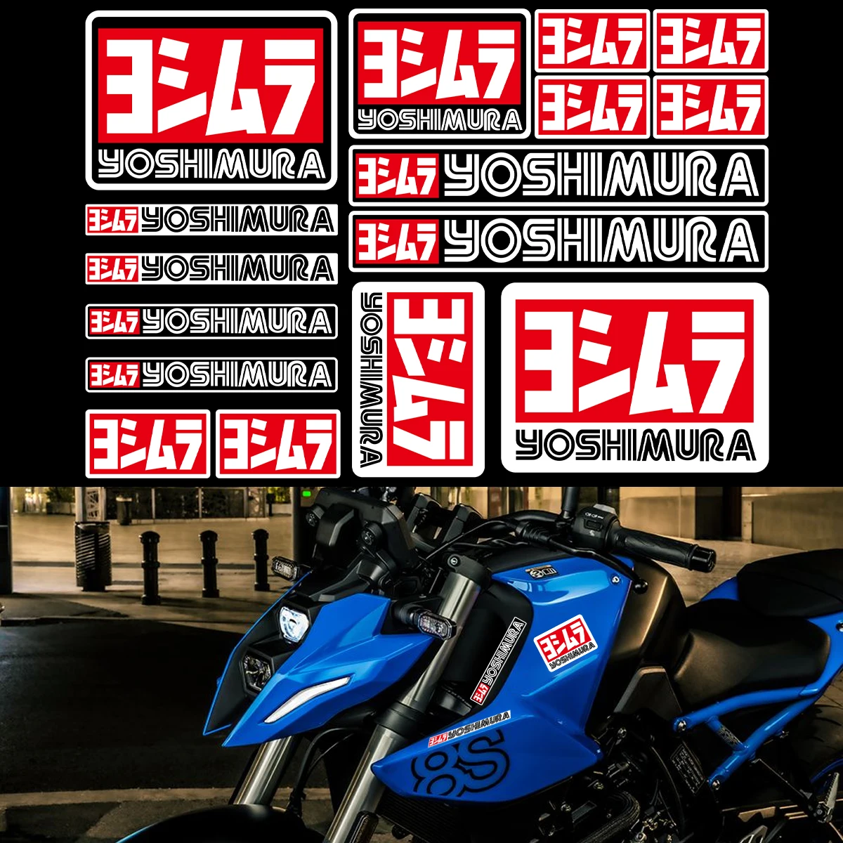 1 Set Reflective Motorcycle Side Strip Moto Bike Helmet Yoshimura Decals Stickers Accessories For Honda Kawasaki Yamaha Suzuki