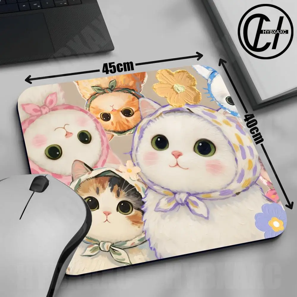 Cute Kawaii Cat Mouse Pad Multiple Sizes Large Square Computer Office Game Table Mats Rubber Anti-slip Mousepads Small Desk Pad