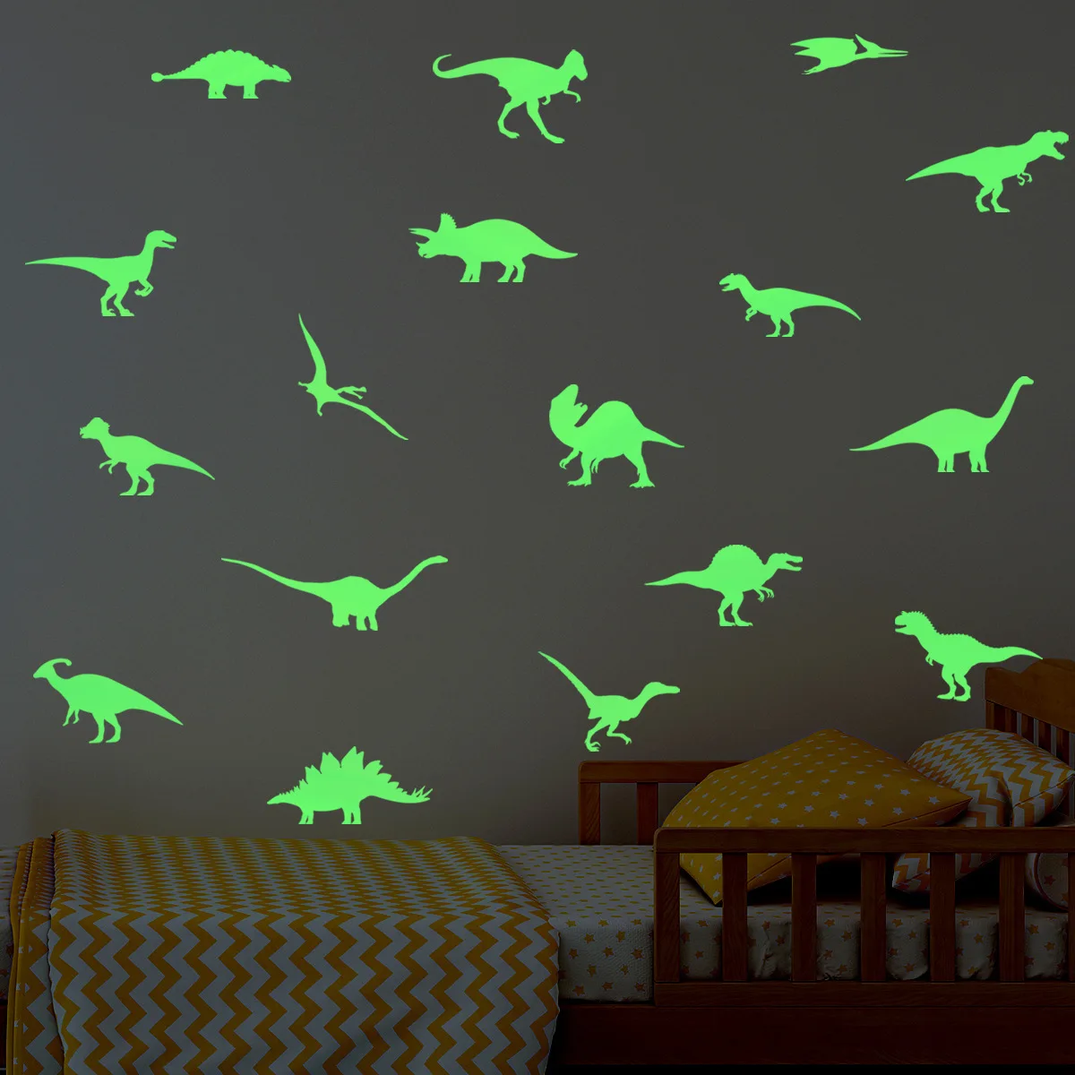 2pcs Colorful Cartoon Dinosaur Luminous Wall Stickers Living Room Bedroom Wall Room Decoration Wall Stickers Wallpaper Jdx8005