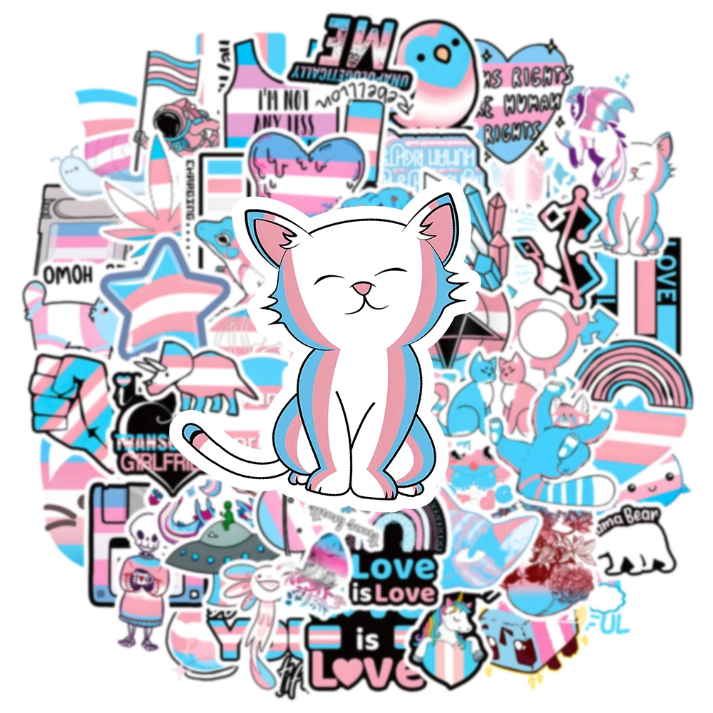 30/50PCS Trans Pride Stickers for Skateboard Laptop Guitar Luggage Bike Fridge Scrapbook Graffiti Aesthetics Decals Pop Decor