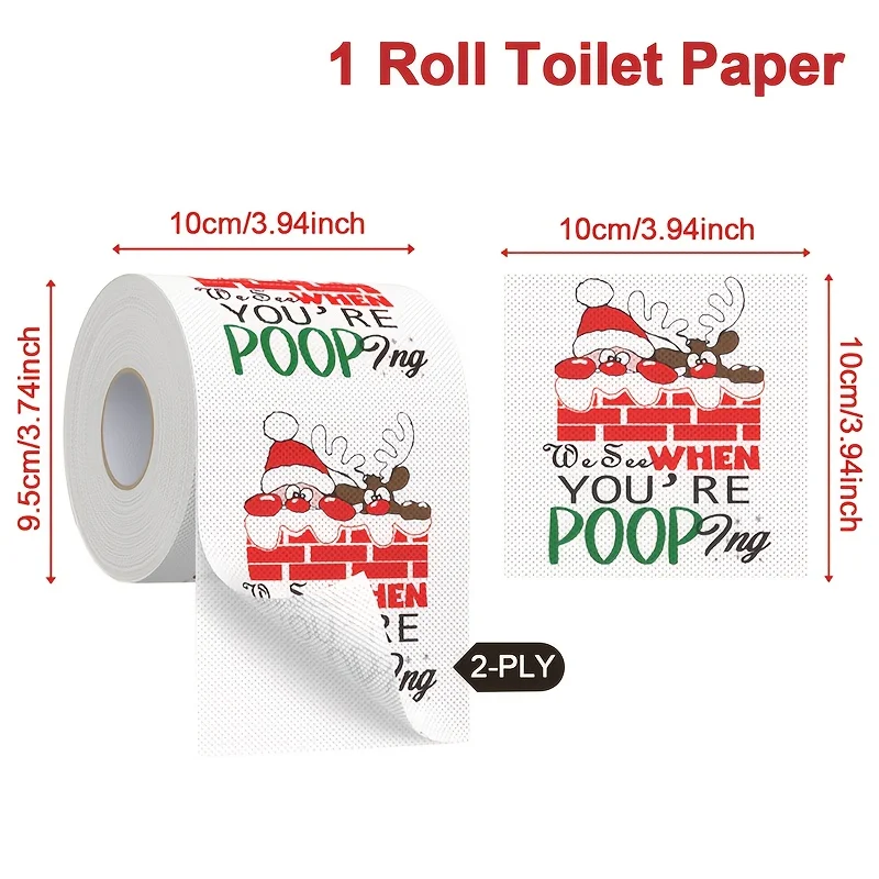 Santa Claus Elk Pattern Toilet Paper-Festive Christmas Bathroom Decor,Holiday Ornament,Home Decoration,Christmas Bathroom Decor