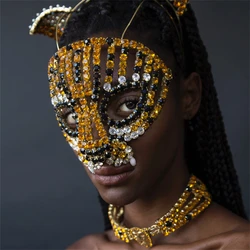 Luxury Mask for Face Women Full Halloween Sexy Rhinetsone Wedding Crystal Masquerade Costume Headwear Mardi Gras Role Play Mask