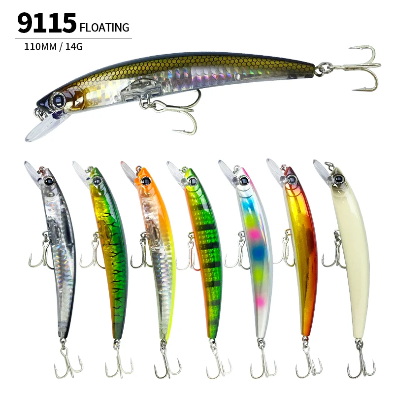 

14g 3D Crystal Minnow Floating Fishing Lure 110mm Saltwater Wiggling Wobblers Trolling Jerkbait For Bass Pesca Fishing Supplies