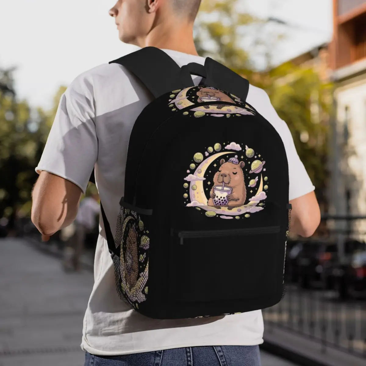 

Capybara Boba Tea Bubble Rodent Student Backpack School Bag Hiking Travel Daypack for Boys Girls Fashion Bookbag Shoulder Bags