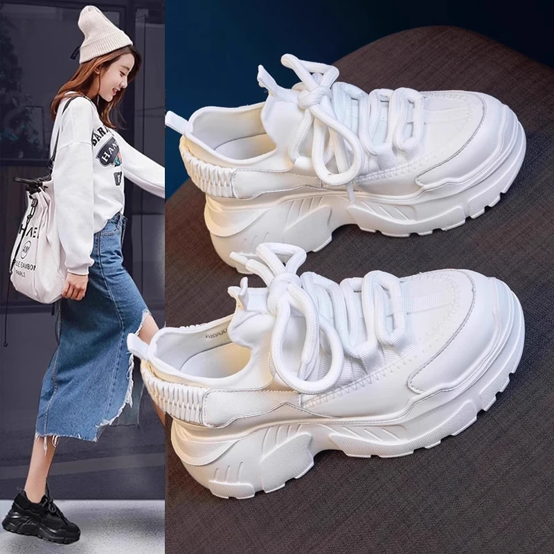 

Повседневная женская обувь Sport oes Thi Bot на платформе без шнуровки с круглым носком, модный весенне-осенний высокий топ для отдыха Sports oes