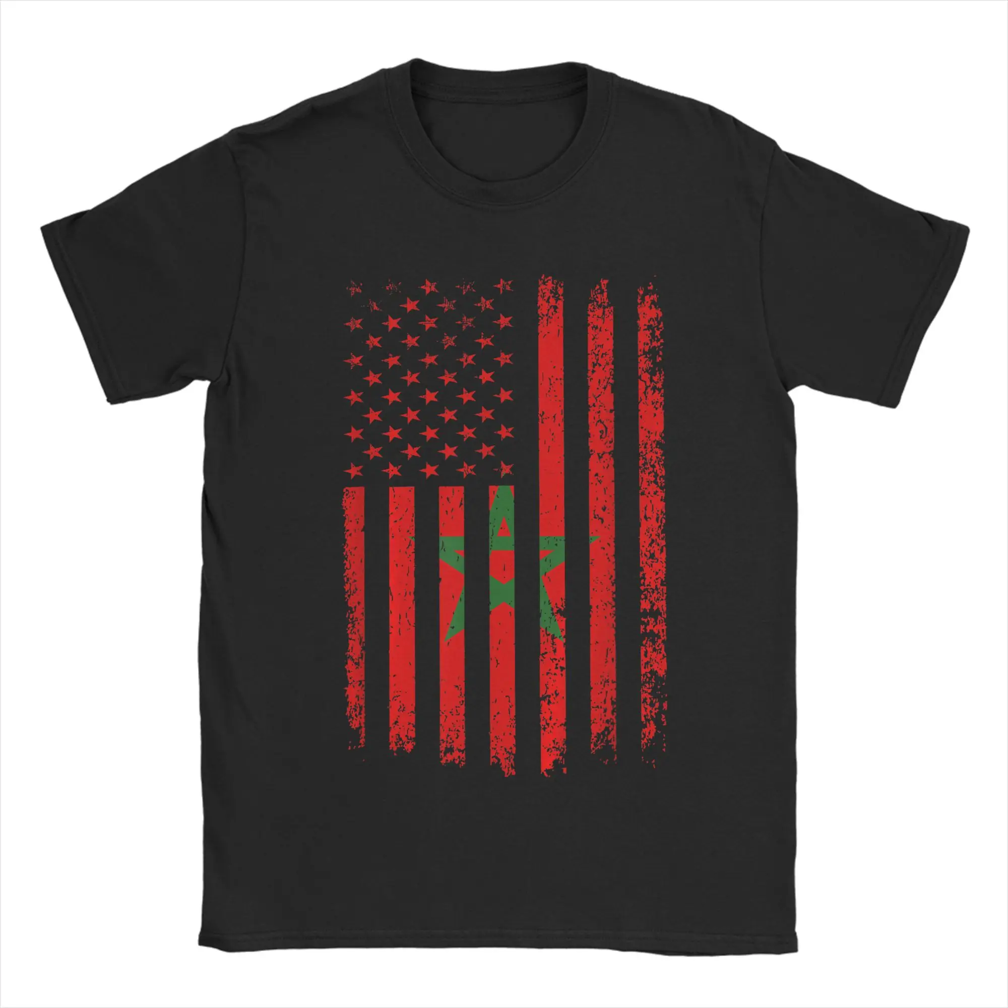 Novelty American Morocco Flag Moroccan T-Shirt Men Crewneck Pure Cotton T Shirts  Short Sleeve Tees Gift Idea Tops