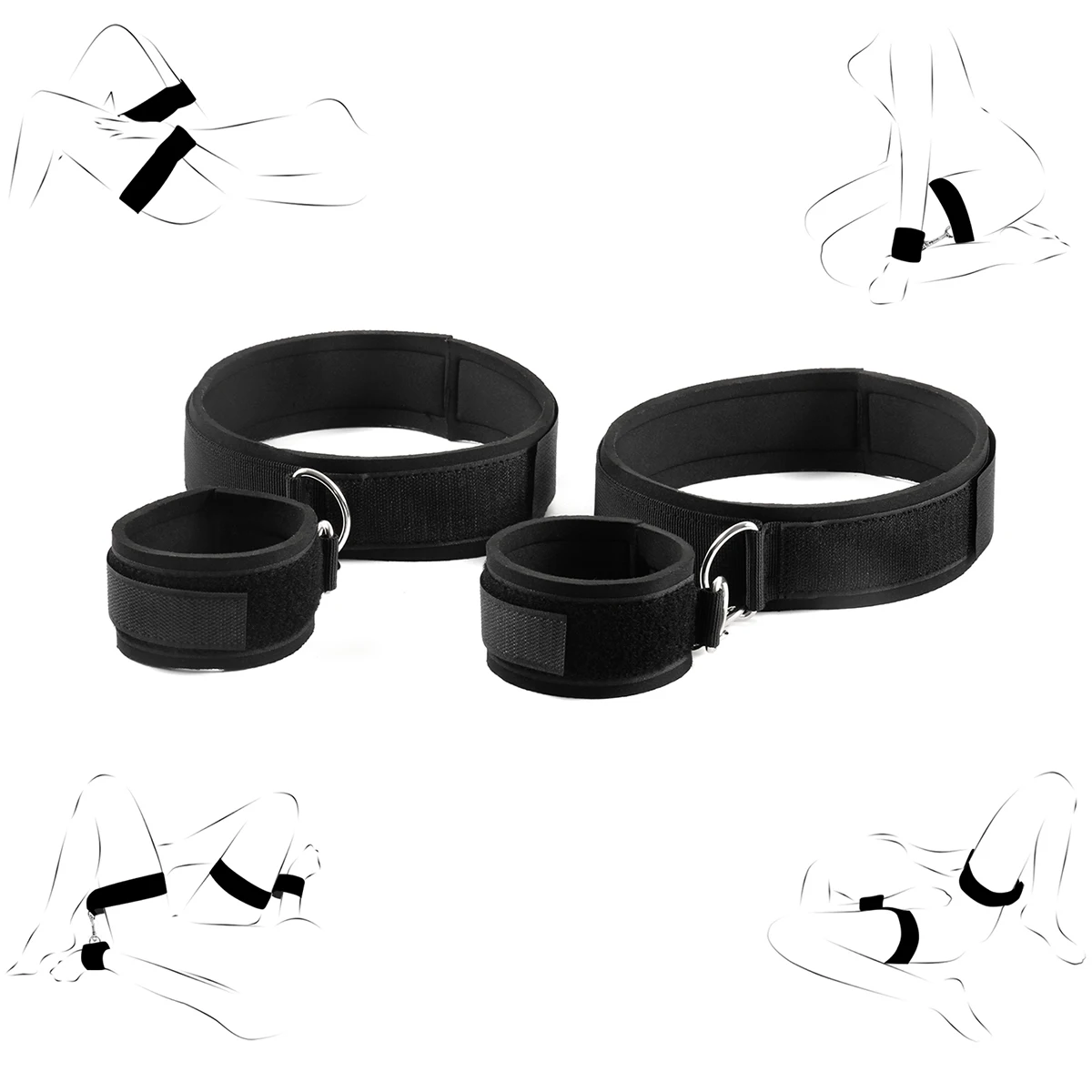 Sex Bondage Wrist & Thigh Cuffs BDSM Restraints Set, Sex Toys for Women with Adjustable Leg Straps Handcuffs for Couple Beginner