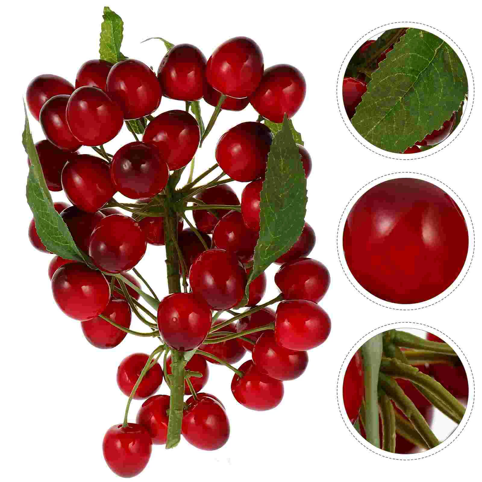 Artificial Cherry Lifelike Model Vivid Decorative Photo Ornaments Home Fruit Decoration Round Simulation Emulated