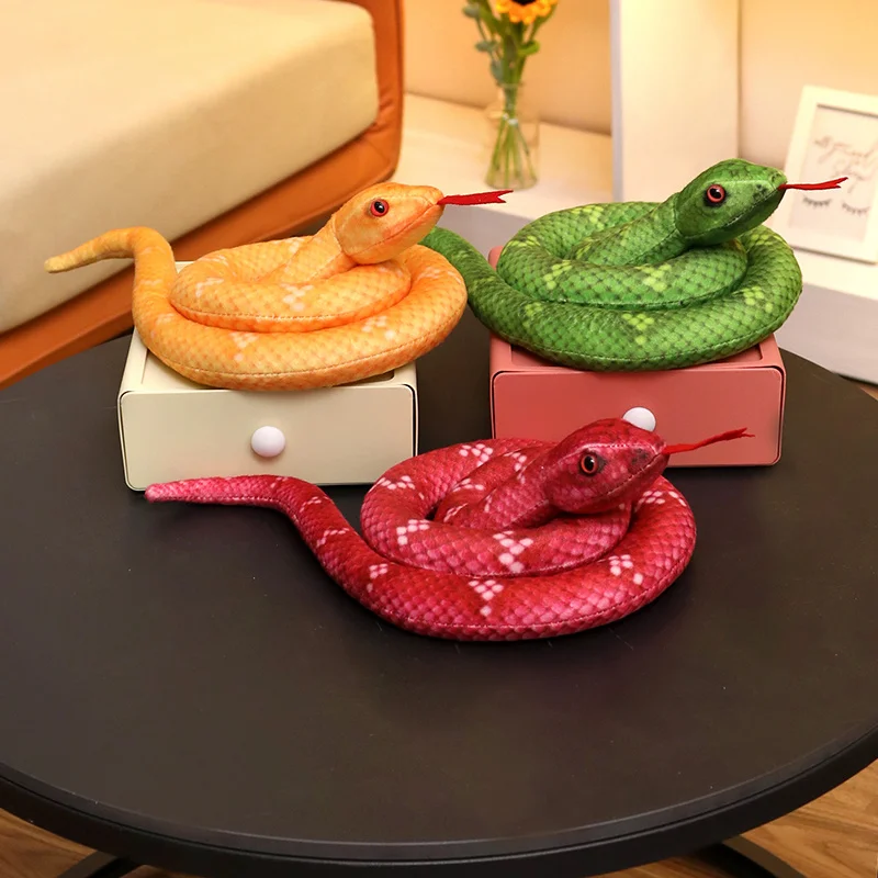Jouet en peluche serpent couronnant de 120cm, Animal effrayant sauvage coloré, oreiller Long, cadeau pour hommes
