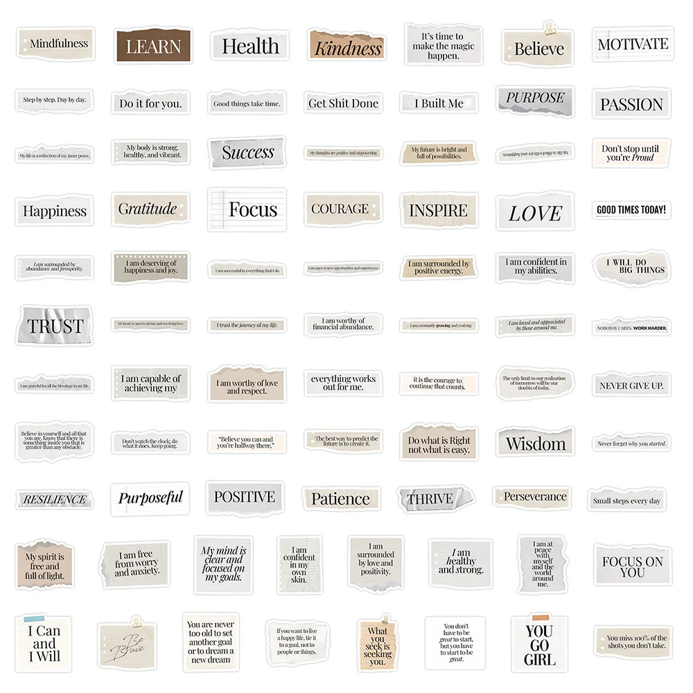 10/40/80pcs Ins Style Inspirational Phrases Stickers Simple Motivational Quote Decoration Decals DIY Journal Stationery Laptop