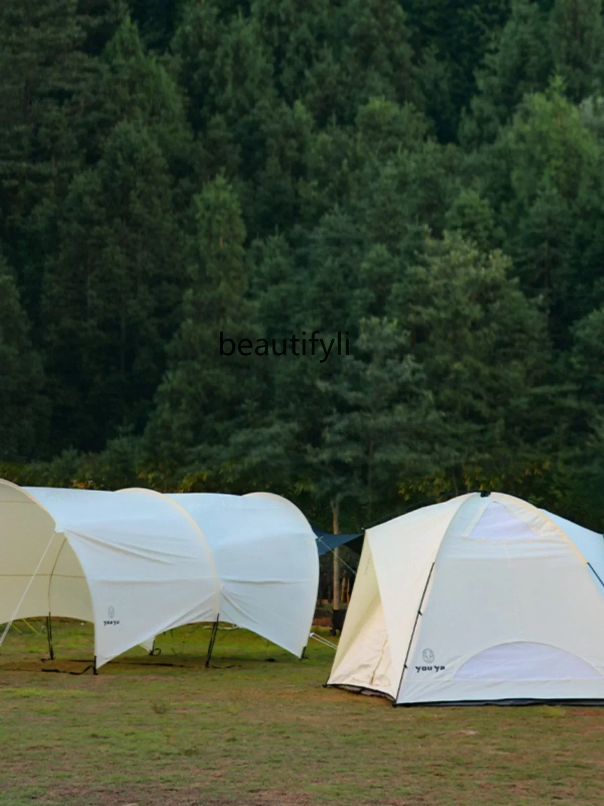 Tenda Luar Ruangan Anti Hujan Kain Katun untuk Berkemah Portabel Pelindung Matahari Tambahan
