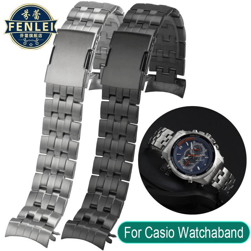 

For CASIO Light Wave Meter EQW-M710DB Edifice Metal Stainless Steel Watch Band Arc Mouth 22mm Bracelet Male Accessories Strap