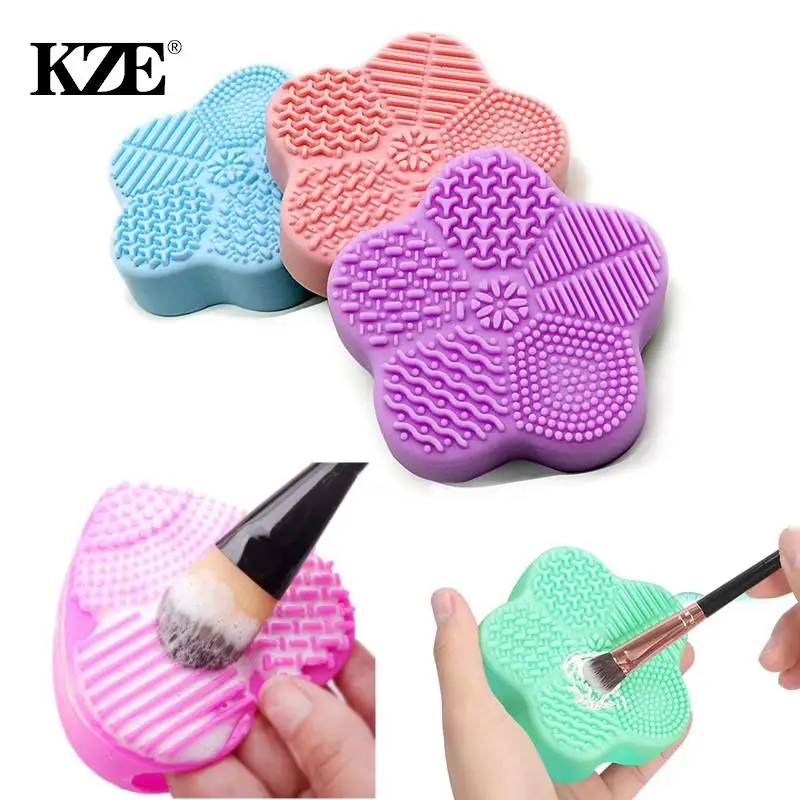 Colorful Heart Shape Clean Make Up Brushes Wash Brush Silica Glove Scrubber Board Cosmetic Cleaning Tools For Makeup Brushes