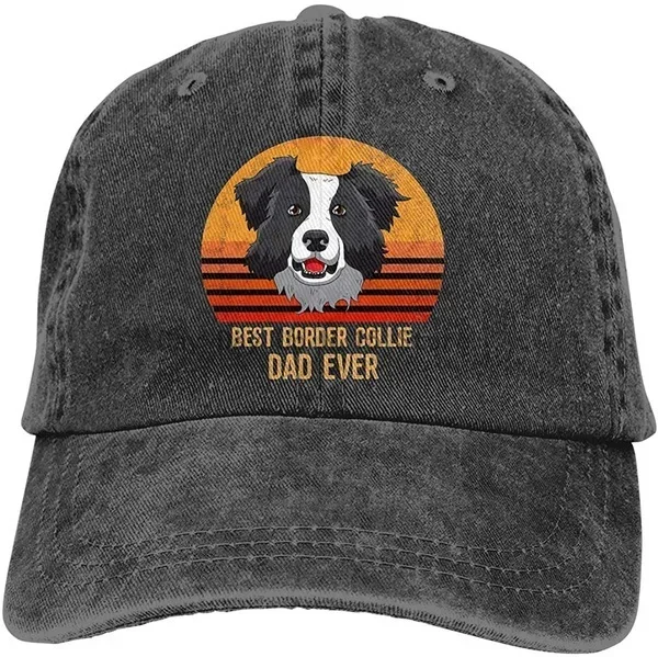 Best Border Collie Dad Ever Baseball Cap Unisex Adjustable Vintage Washed Danln USA