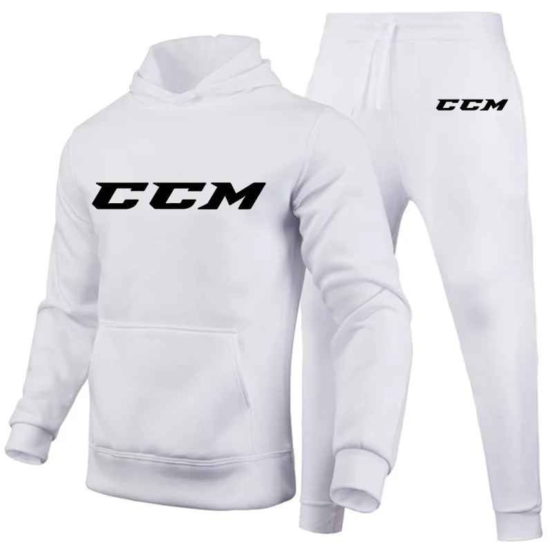 Men CCM Tracksuit Casual 2 Pieces Sets Sweatshirt Hooded+Sweatpants CCM Print Sportswear Mens Clothes Jogger Sport Suit