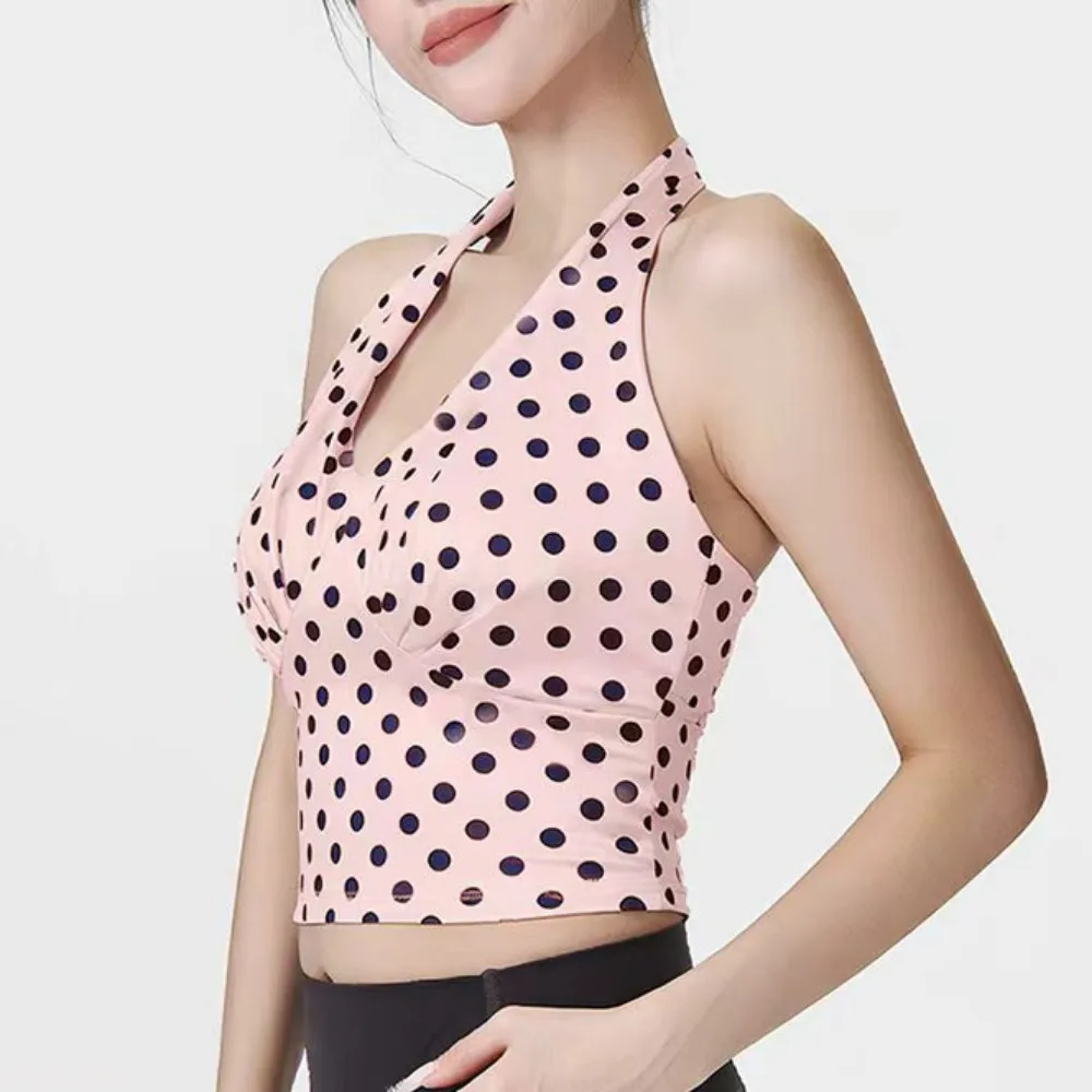 Y2K Plaid V Neck Backless Sports Bra Yoga Tank Top Slim Fit Push Up With Fixed Pad For Training Gym Workout Set