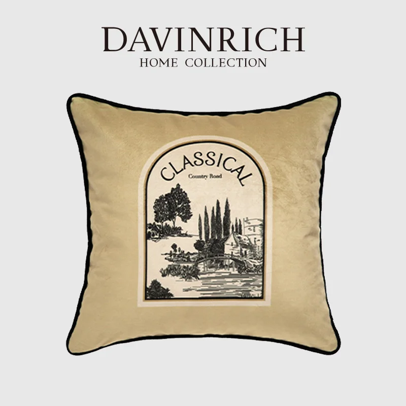 

DAVINRICH Medieval Throw Pillow Covers Old French Castle Vintage Style European Middle Age Culture Accent Cushion Case 43x43cm