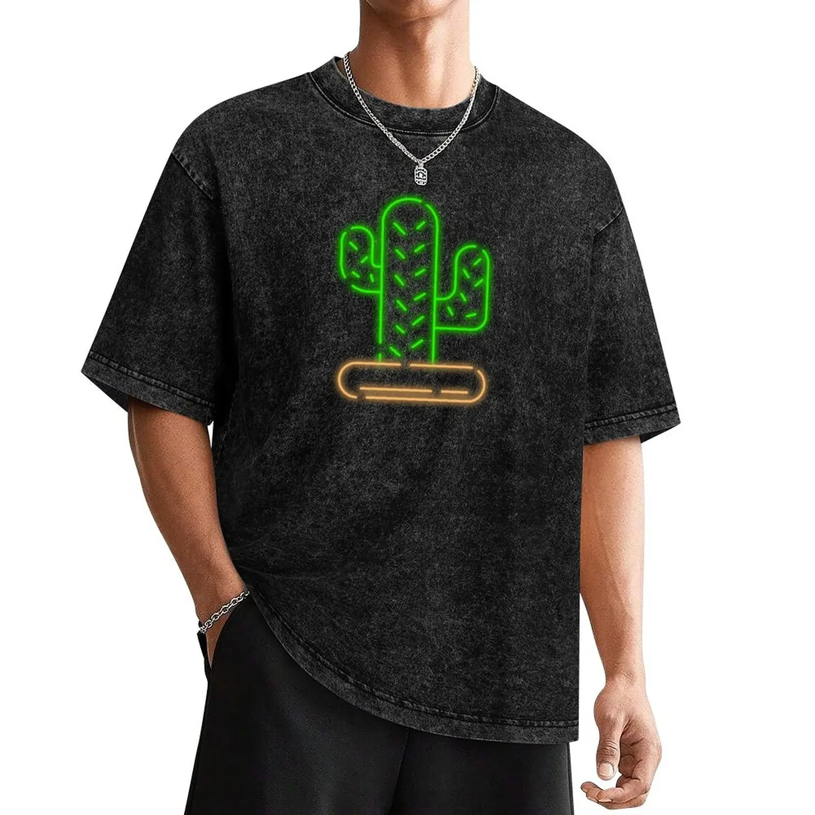 

Neon green cactus T-Shirt summer clothes blacks workout shirts for men