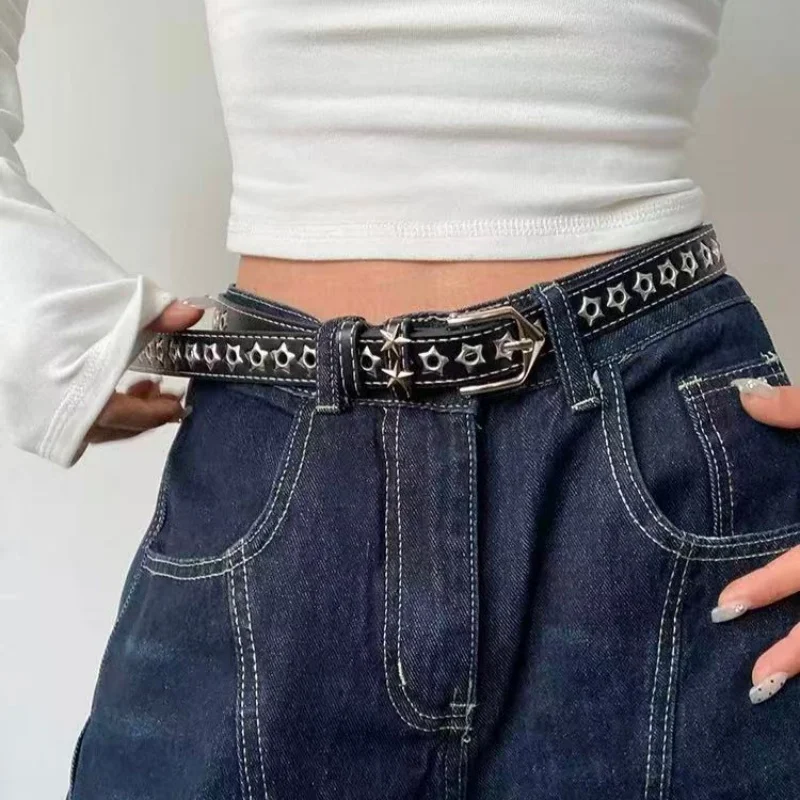 Korean version versatile retro leather belt for women, ins-style no-hole student jeans belt, simple and fashionable decorative h