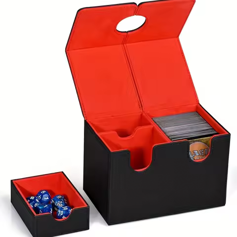 Commander Card Deck Box with double sleeves and portable dice box 160+ Crads PU leather storage box
