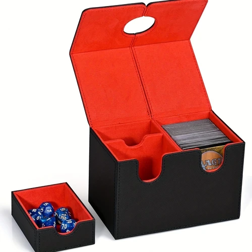 Commander Card Deck Box con doble funda y caja de dados portátil 160+ Crads Caja de almacenamiento de cuero PU