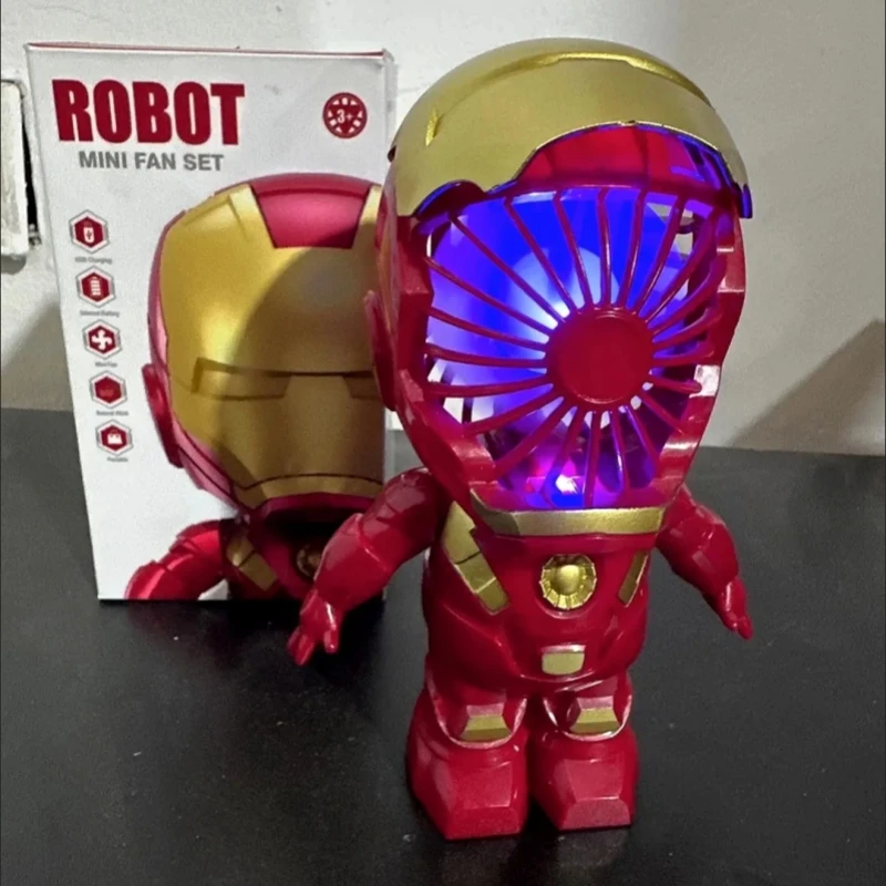 Mini ventilateur électrique de dessin animé Marvel Iron Man, chargement USB, durable, jouets pour garçons, cadeau d'anniversaire, nouveau, 2024