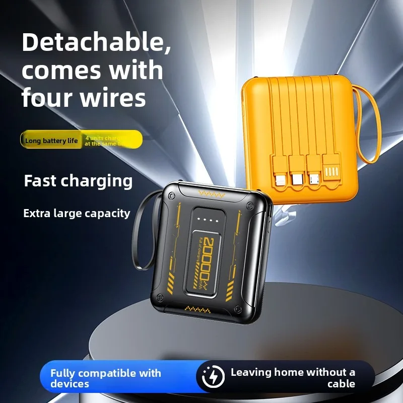 

New Two-Wire Large Capacity Dependable Charger for IPhone for Samsung 20000mAh Super Fast Charging Power Bank Detachable