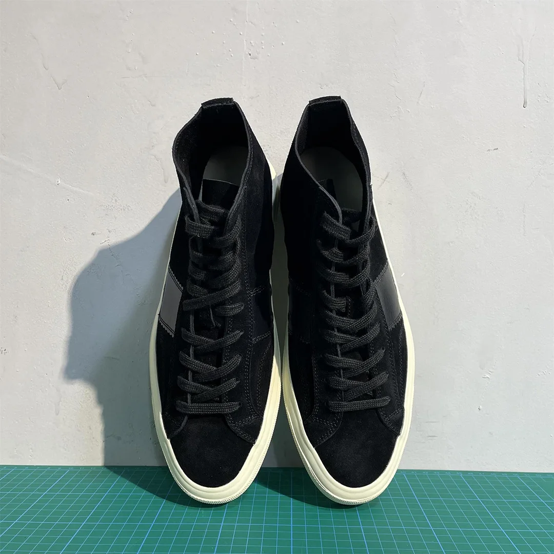 DONNAIN Casual High Top Sneakers Unisex Men Natural Sueded Leather Lace Up Flat Trainers Handmade Top Quality Designer Shoes