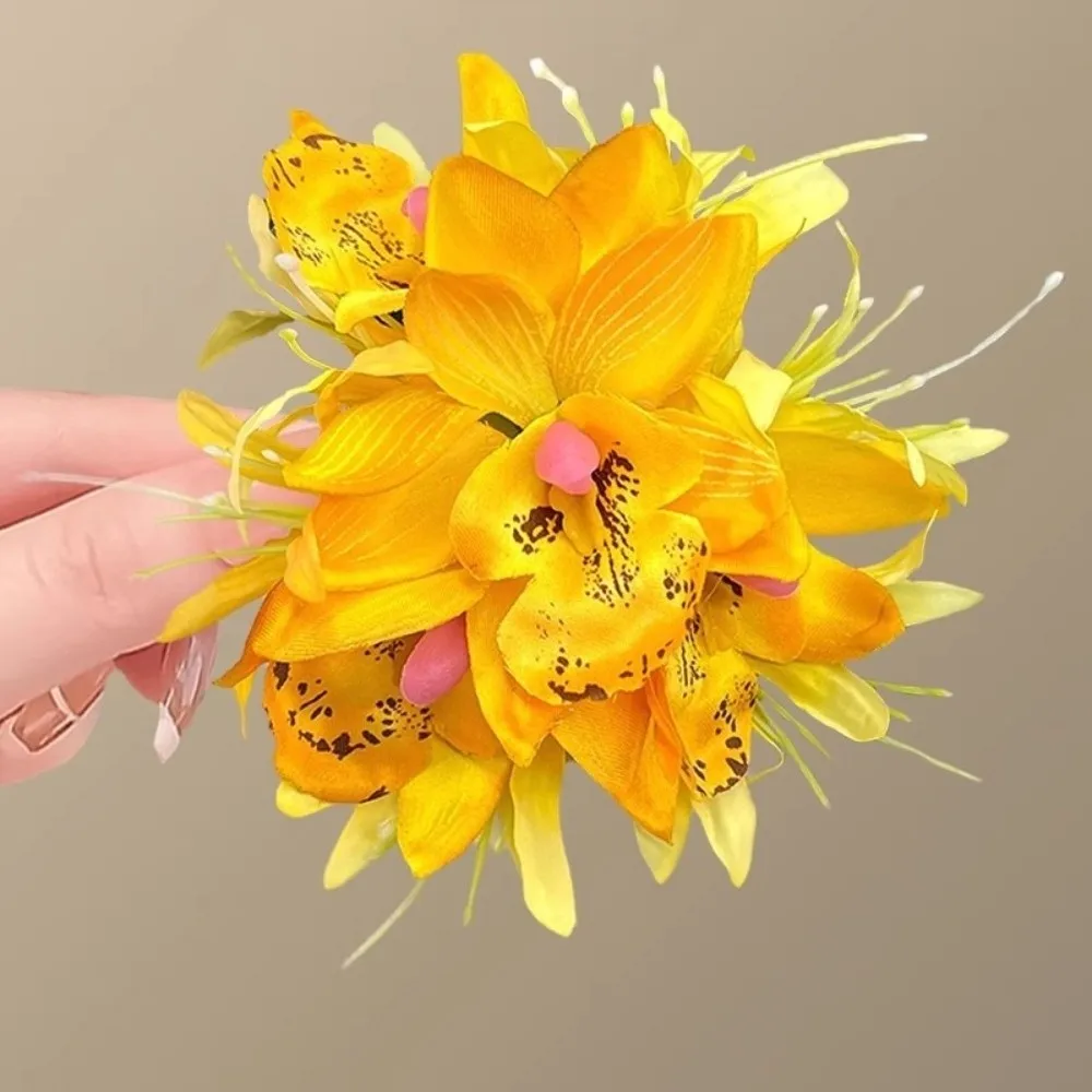 Vintage Flower Hair Clip Elegant Fabric Flower Floral Hair Accessory Side Clip Sweet Hawaiian Duckbill Clip Tropical Beach Party
