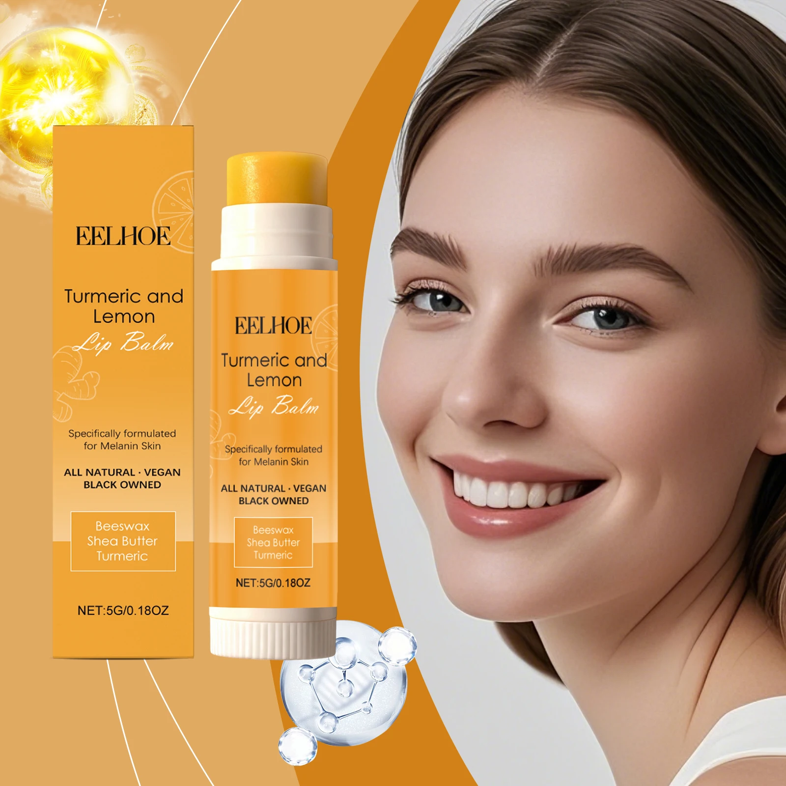 Turmeric Lemon Lip Balm Moisturizing Nourishing Lip Care To Prevent Chapping, Exfoliate Dead Skin, Fade Lip Lines for Men Women