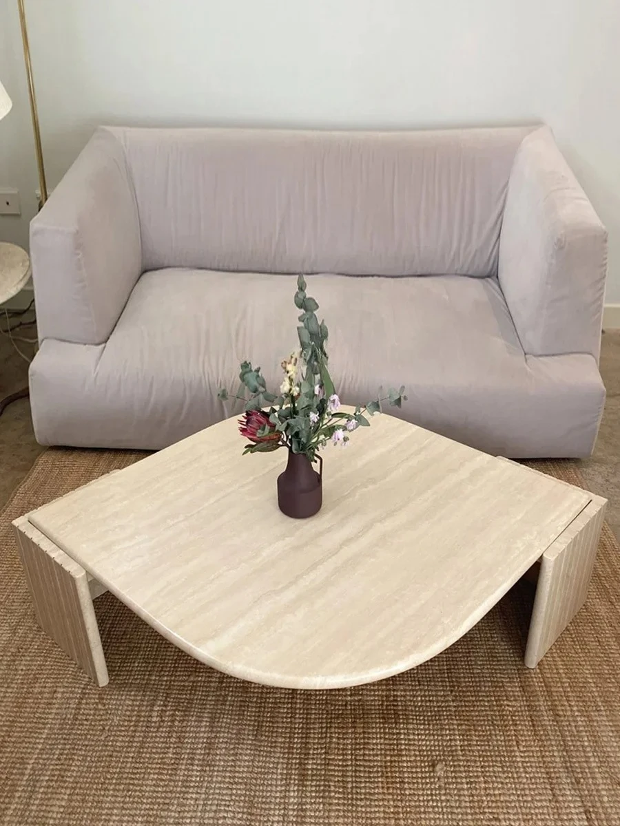 

Журнальный столик из натурального травертина для гостиной, небольшой квартиры, скандинавский дизайнерский мраморный журнальный столик, чайный столик