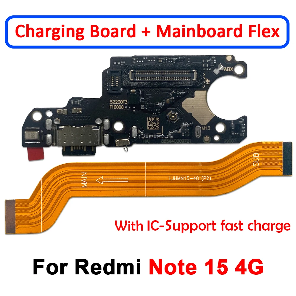 Fast Charger Main Charging Port Board For Xiaomi Redmi Note 15 Pro Plus Note 15 Pro 4G Motherboard Connect USB Dock Flex Cable