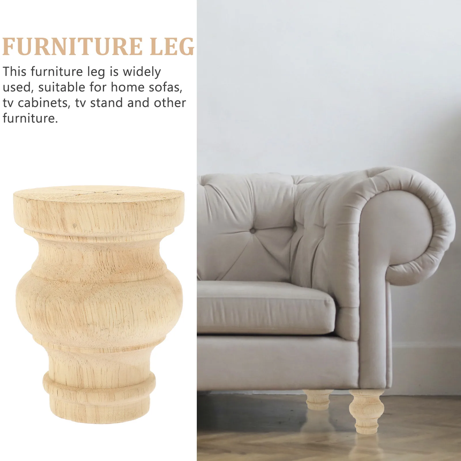 

Wooden Furniture Legs 10x8 Rounded Edge Design Replacement Feet for Sofa Cabinet DIY Home Decor Stable Strong