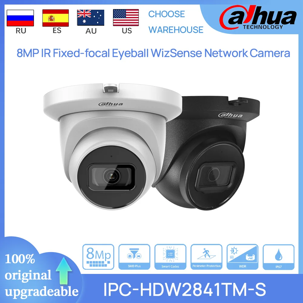 

Dahua Original IPC-HDW2841TM-S 8MP IR30M Fixed-focal Eyeball WizSense Network Camera POE Built in MIC SMD Plus IP67 IVS H.265