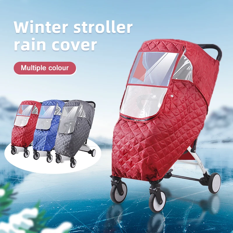 

Winter Baby Stroller Rain Cover Thicken Warm Wind Dust Shield Raincoat for Baby Outdoor Stroller Protective Cover Waterproof