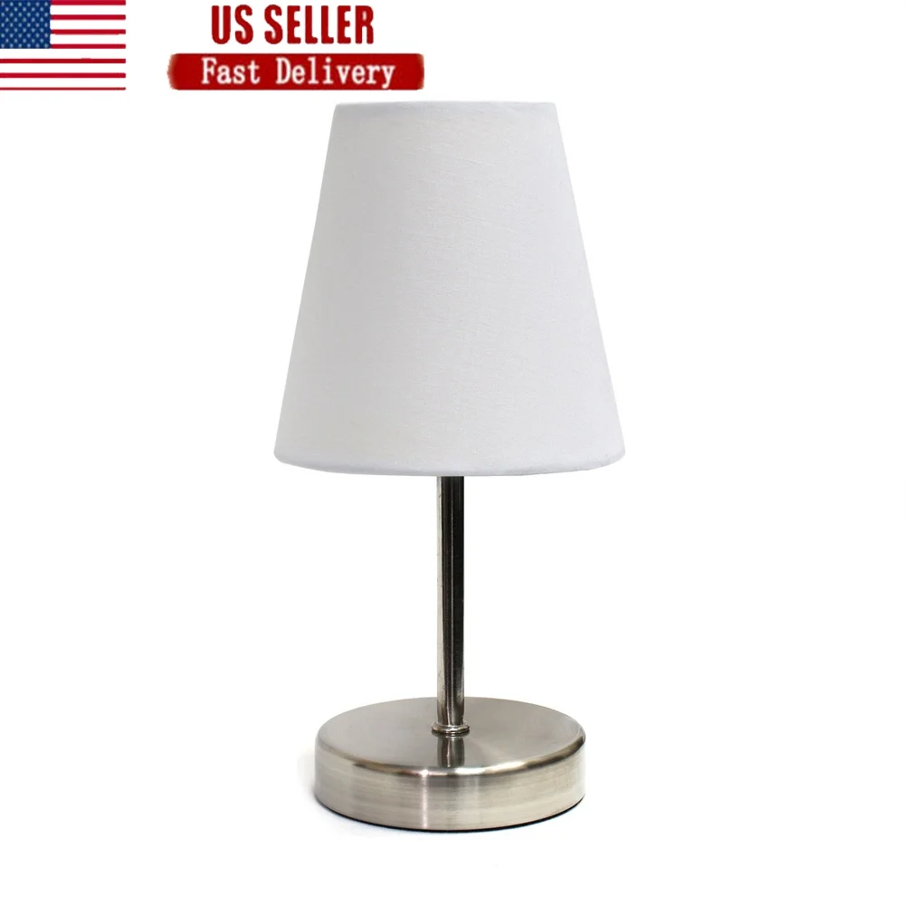 

Stylish Mini Table Lamp with Fabric Shade Sand Nickel Base Perfect Bedroom Living Room Office Kids Room Safety UL Listed