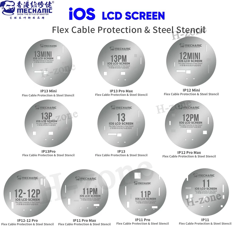 MECHANIC UFO LCD screen Reballing Stencil For iPhone 11/11 pro max/ 12/13 mini/13/13 pro max Square hole Tin Planting Steel Mesh