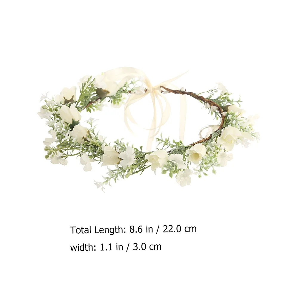 1pc Bridal Wreath Headband Bride Beach Wedding Hair Accessory (White, Green)